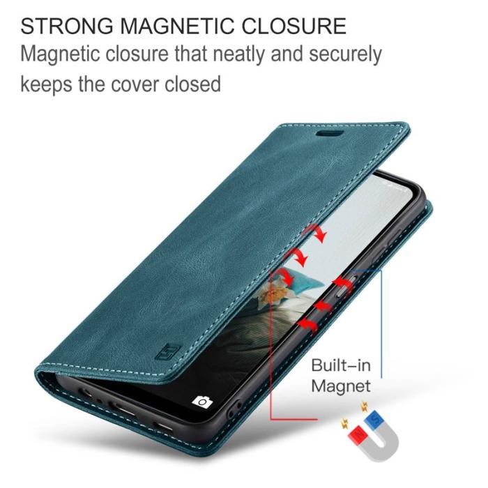 AUTSPACE - AUTSPACE A01 Fodral för Samsung Galaxy M53 5G - Matte PU Läder - Blå