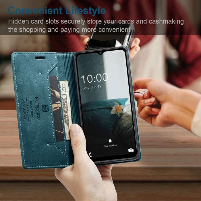 AUTSPACE - AUTSPACE A01 Fodral för Samsung Galaxy M53 5G - Matte PU Läder - Blå