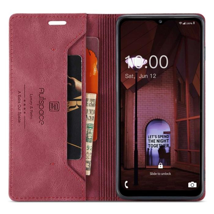 AUTSPACE - AUTSPACE A01 Fodral för Samsung Galaxy M53 5G - Matte PU Läder - Röd