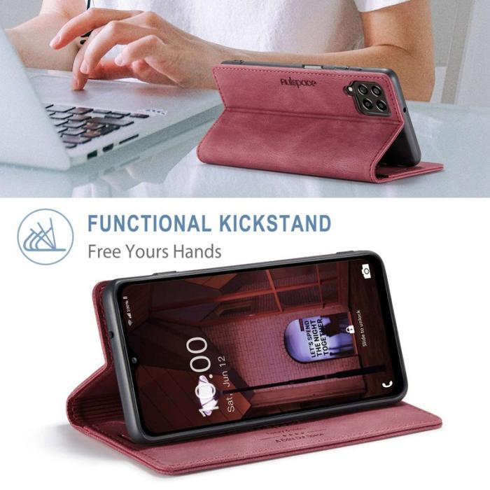 AUTSPACE - AUTSPACE A01 Fodral för Samsung Galaxy M53 5G - Matte PU Läder - Röd