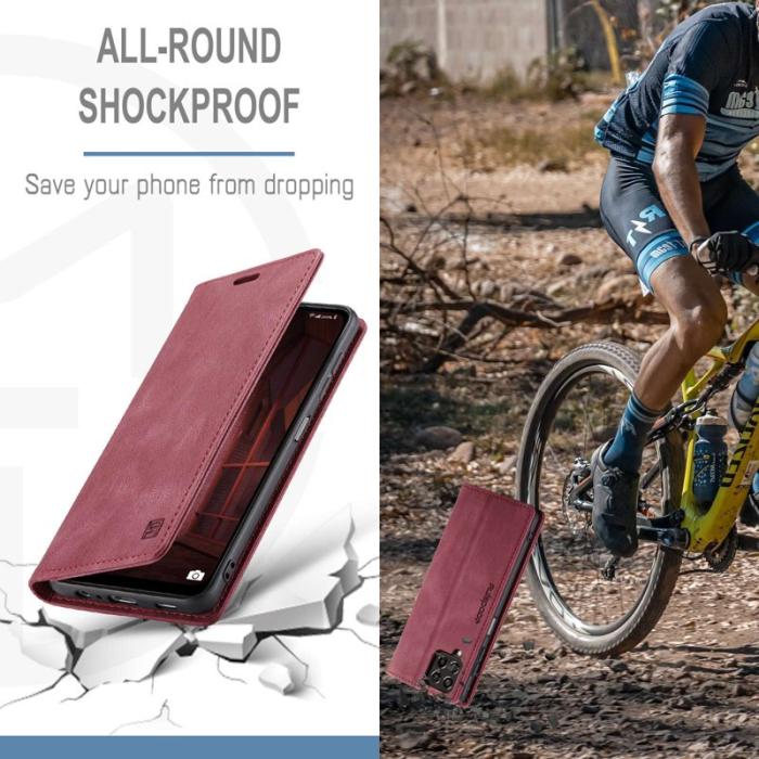 AUTSPACE - AUTSPACE A01 Fodral för Samsung Galaxy M53 5G - Matte PU Läder - Röd