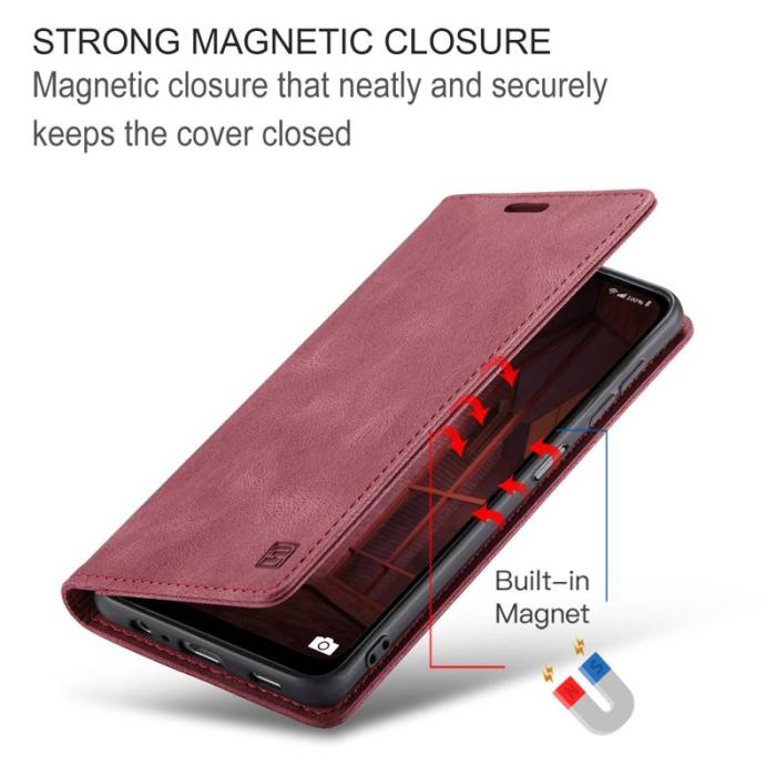 AUTSPACE - AUTSPACE A01 Fodral för Samsung Galaxy M53 5G - Matte PU Läder - Röd