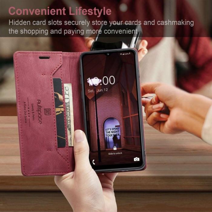 AUTSPACE - AUTSPACE A01 Fodral för Samsung Galaxy M53 5G - Matte PU Läder - Röd