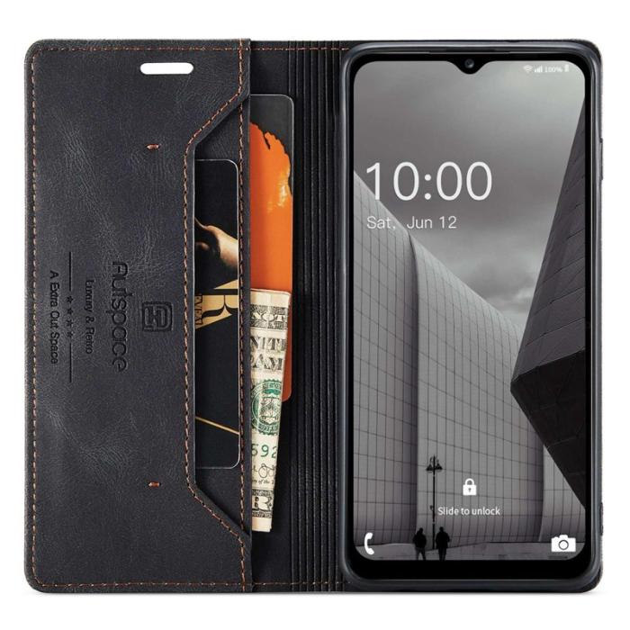 AUTSPACE - AUTSPACE A01 Fodral för Samsung Galaxy M53 5G - Svart PU Läder