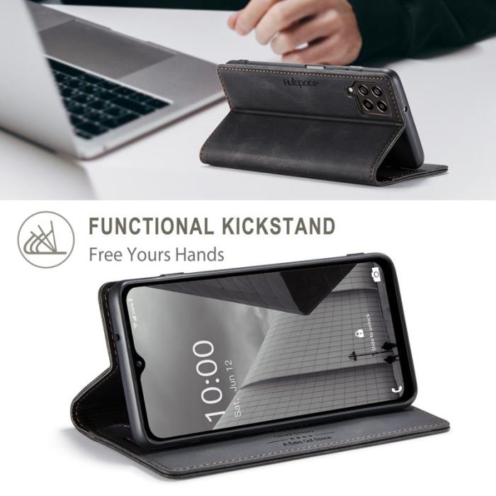 AUTSPACE - AUTSPACE A01 Fodral för Samsung Galaxy M53 5G - Svart PU Läder