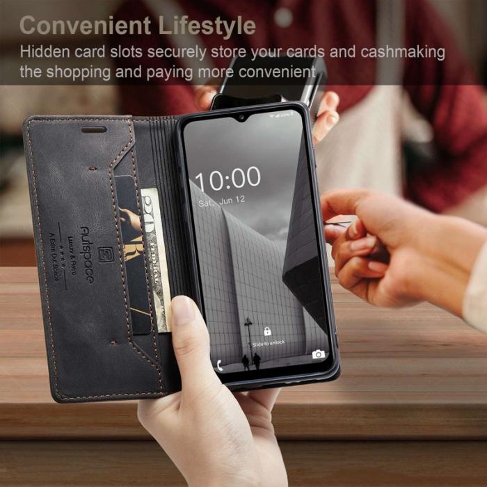 AUTSPACE - AUTSPACE A01 Fodral för Samsung Galaxy M53 5G - Svart PU Läder