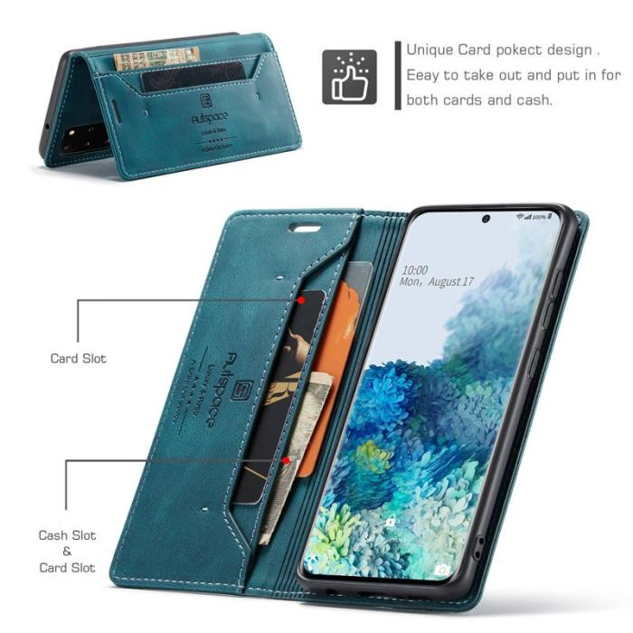 AUTSPACE - AUTSPACE A01 Fodral för Samsung Galaxy S20 Plus PU Läder - Blå