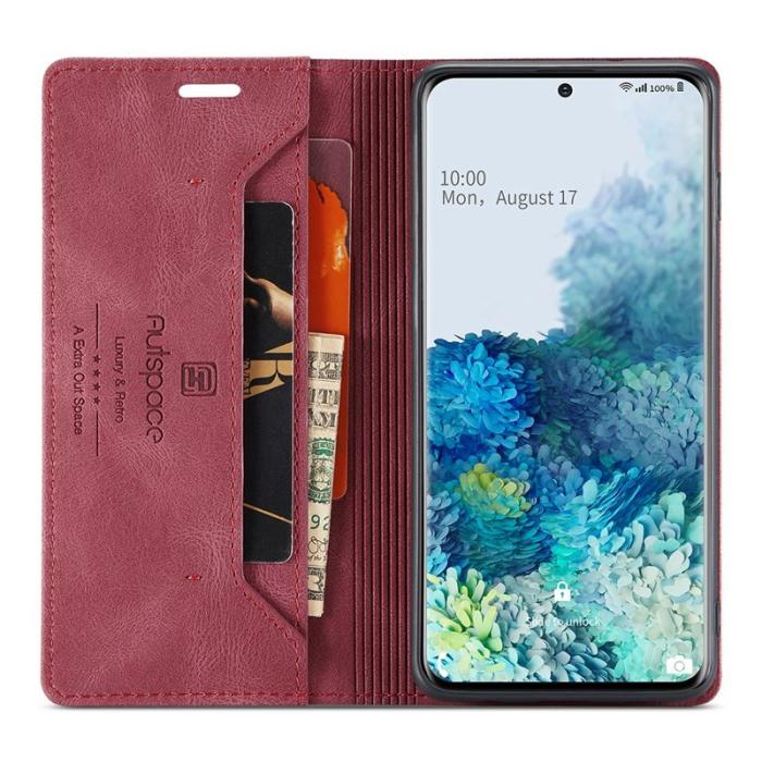AUTSPACE - AUTSPACE A01 Fodral för Samsung Galaxy S20 Plus PU Läder - Röd