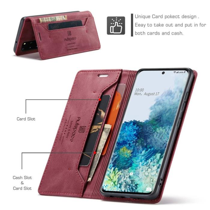 AUTSPACE - AUTSPACE A01 Fodral för Samsung Galaxy S20 Plus PU Läder - Röd