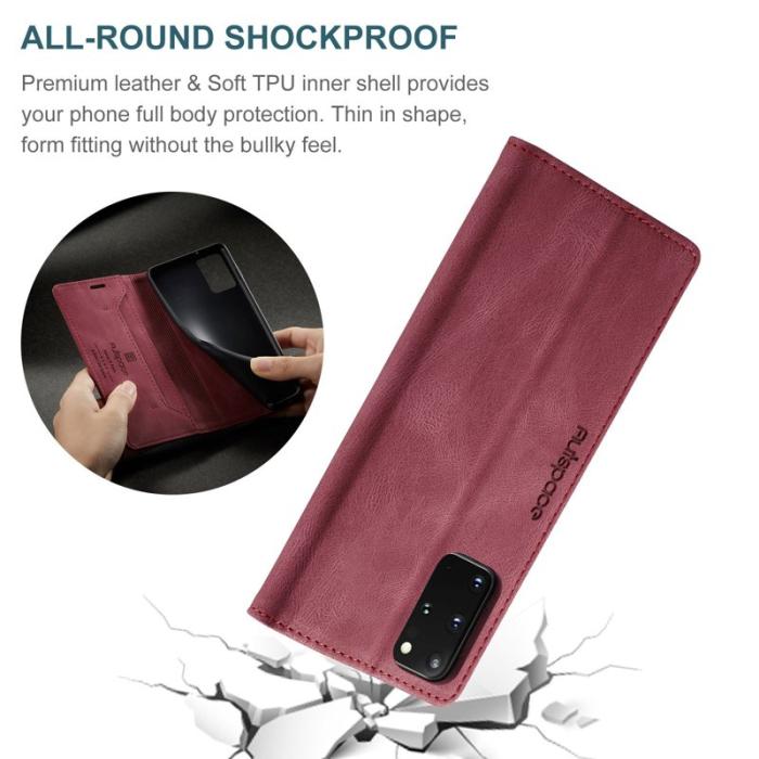 AUTSPACE - AUTSPACE A01 Fodral för Samsung Galaxy S20 Plus PU Läder - Röd