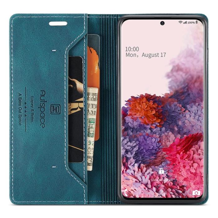 AUTSPACE - AUTSPACE A01 Fodral för Samsung Galaxy S20 PU Läder - Blå