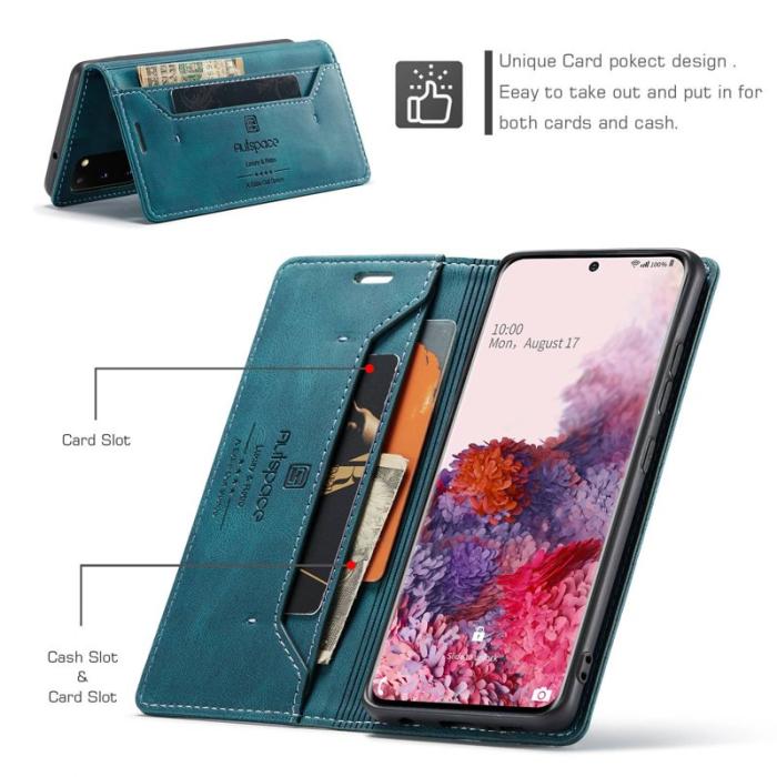 AUTSPACE - AUTSPACE A01 Fodral för Samsung Galaxy S20 PU Läder - Blå