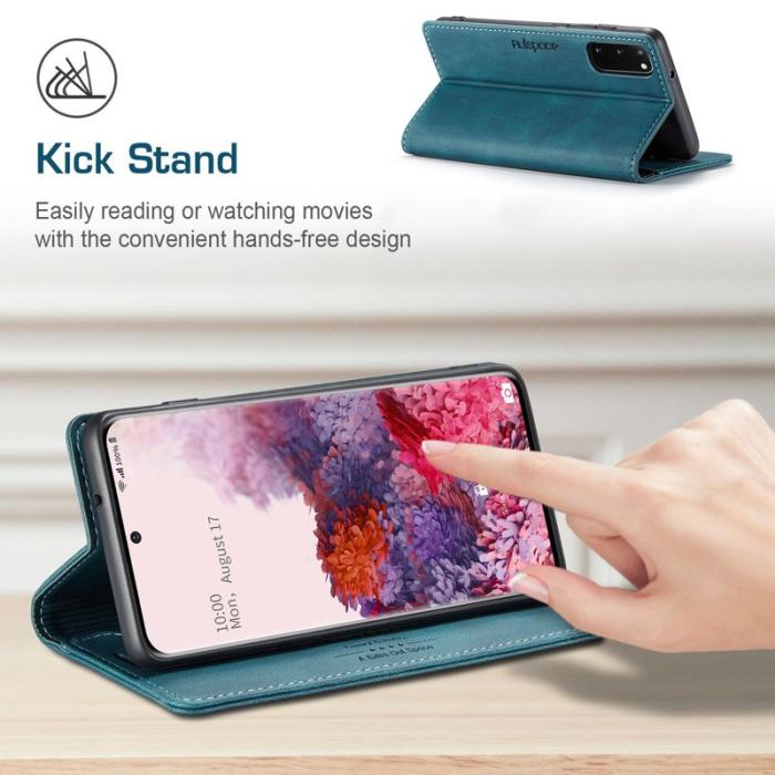 AUTSPACE - AUTSPACE A01 Fodral för Samsung Galaxy S20 PU Läder - Blå