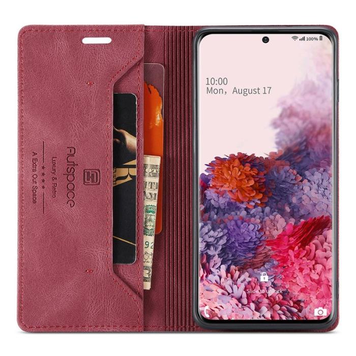 AUTSPACE - AUTSPACE A01 Fodral för Samsung Galaxy S20 PU Läder - Röd