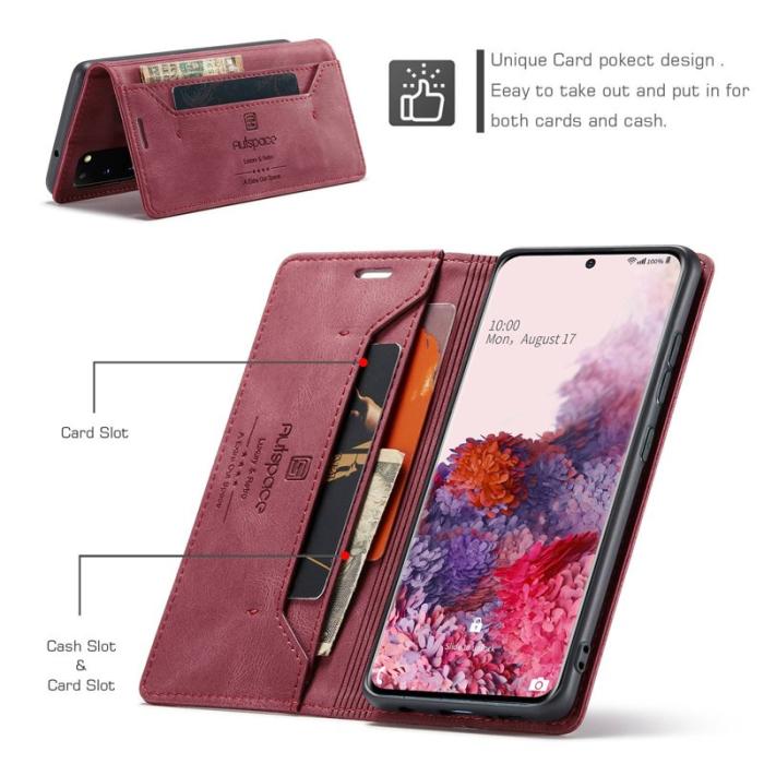 AUTSPACE - AUTSPACE A01 Fodral för Samsung Galaxy S20 PU Läder - Röd