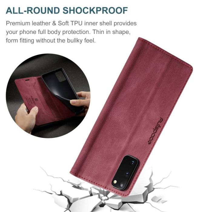 AUTSPACE - AUTSPACE A01 Fodral för Samsung Galaxy S20 PU Läder - Röd