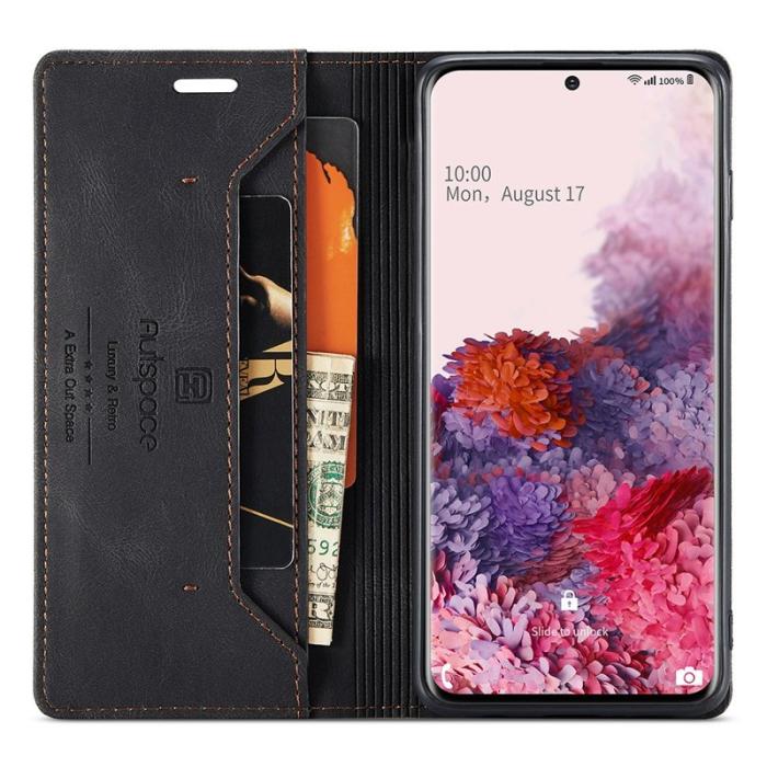 AUTSPACE - AUTSPACE A01 Fodral för Samsung Galaxy S20 PU Läder - Svart
