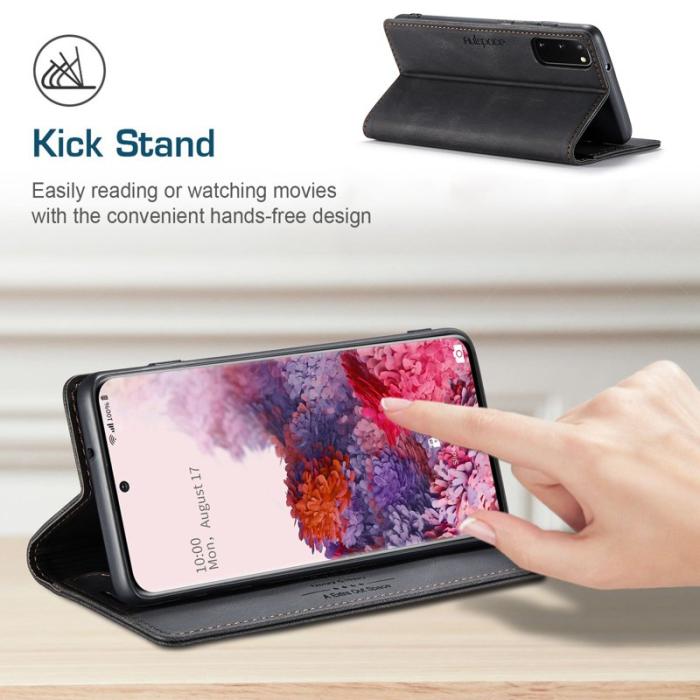 AUTSPACE - AUTSPACE A01 Fodral för Samsung Galaxy S20 PU Läder - Svart