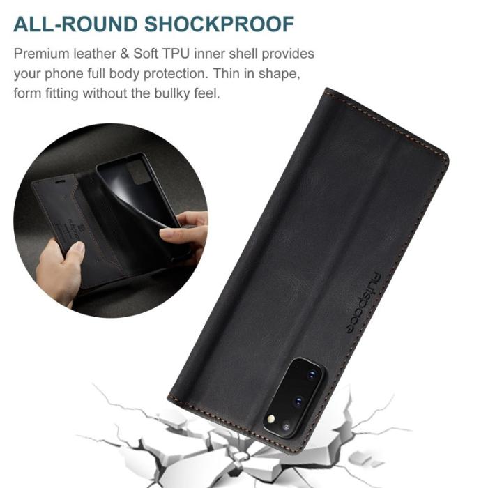 AUTSPACE - AUTSPACE A01 Fodral för Samsung Galaxy S20 PU Läder - Svart