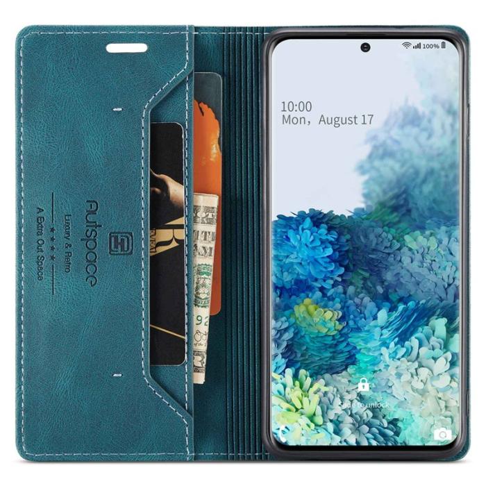 AUTSPACE - AUTSPACE A01 Fodral för Samsung Galaxy S20 Ultra PU Läder - Blå