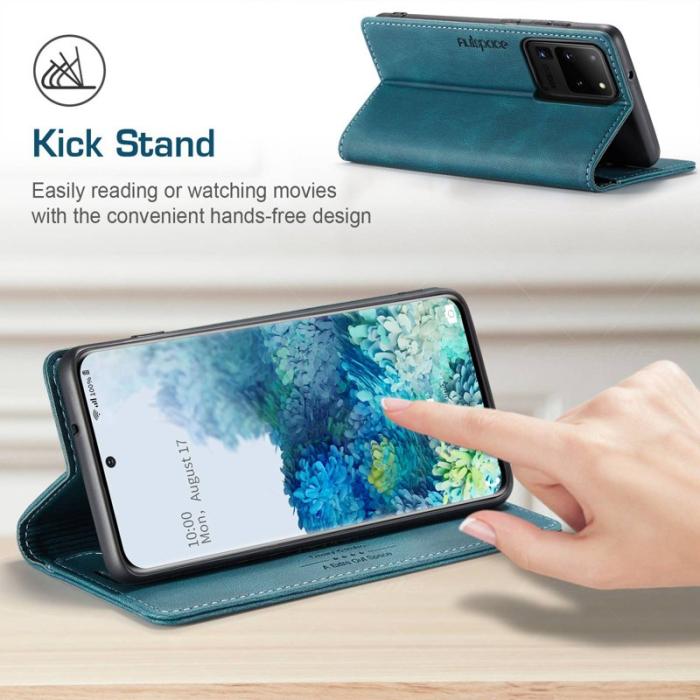 AUTSPACE - AUTSPACE A01 Fodral för Samsung Galaxy S20 Ultra PU Läder - Blå