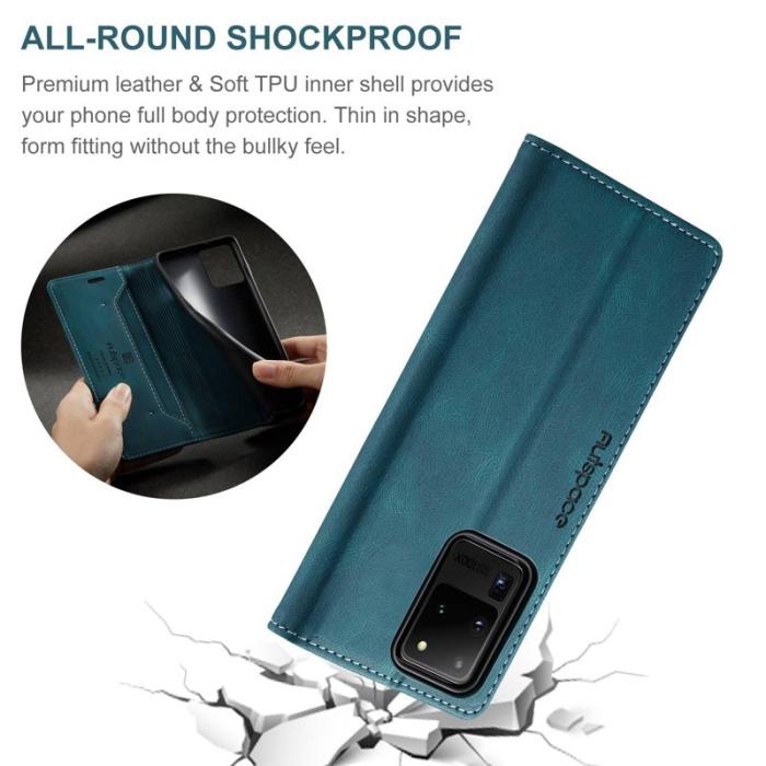 AUTSPACE - AUTSPACE A01 Fodral för Samsung Galaxy S20 Ultra PU Läder - Blå