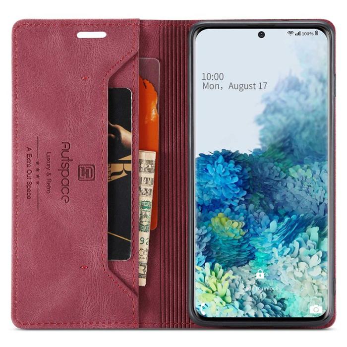 AUTSPACE - AUTSPACE A01 Fodral för Samsung Galaxy S20 Ultra PU Läder - Röd