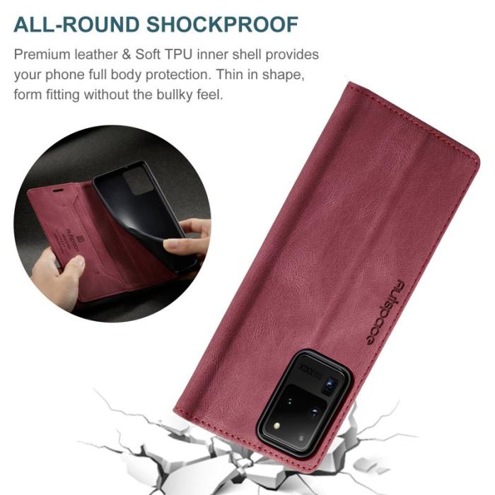 AUTSPACE - AUTSPACE A01 Fodral för Samsung Galaxy S20 Ultra PU Läder - Röd