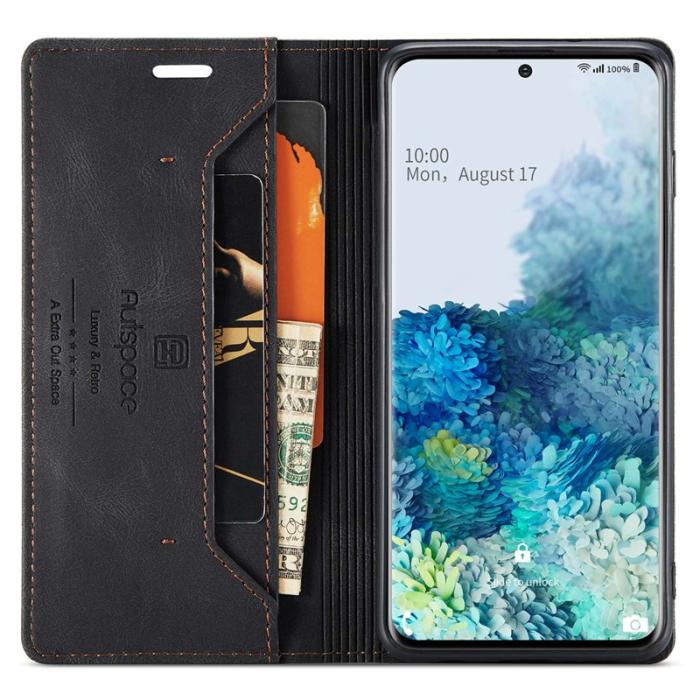 AUTSPACE - AUTSPACE A01 Fodral för Samsung Galaxy S20 Ultra PU Läder - Svart