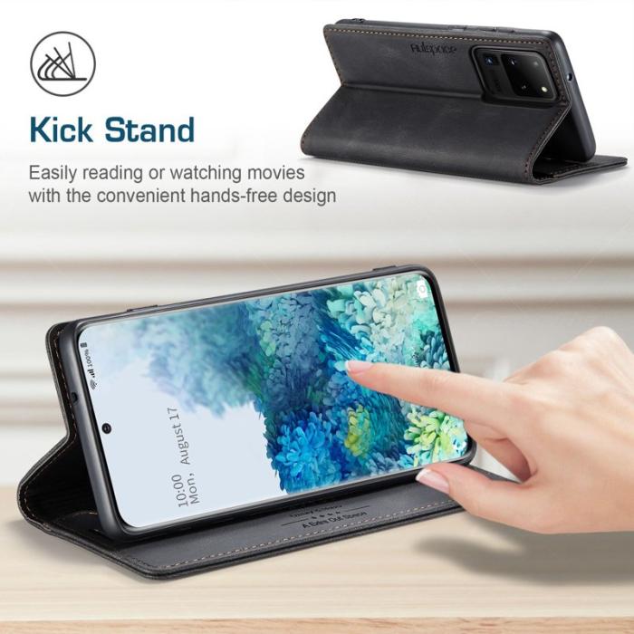 AUTSPACE - AUTSPACE A01 Fodral för Samsung Galaxy S20 Ultra PU Läder - Svart