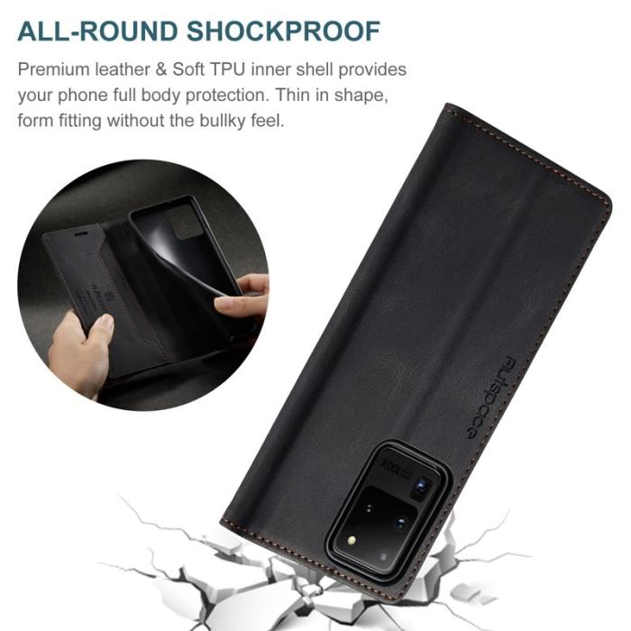 AUTSPACE - AUTSPACE A01 Fodral för Samsung Galaxy S20 Ultra PU Läder - Svart