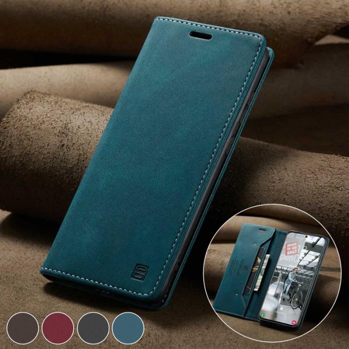 AUTSPACE - AUTSPACE A01 Fodral för Samsung Galaxy S21 FE 5G PU Läder - Blå