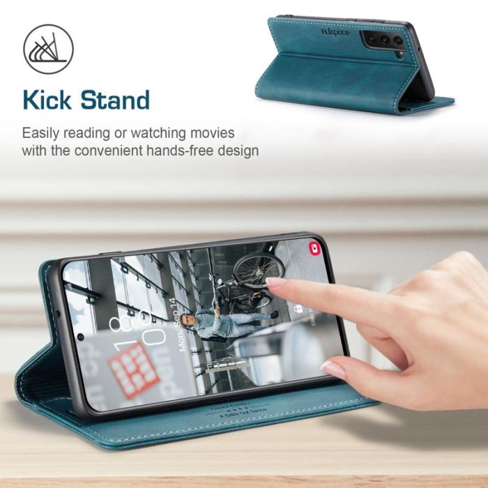 AUTSPACE - AUTSPACE A01 Fodral för Samsung Galaxy S21 FE 5G PU Läder - Blå