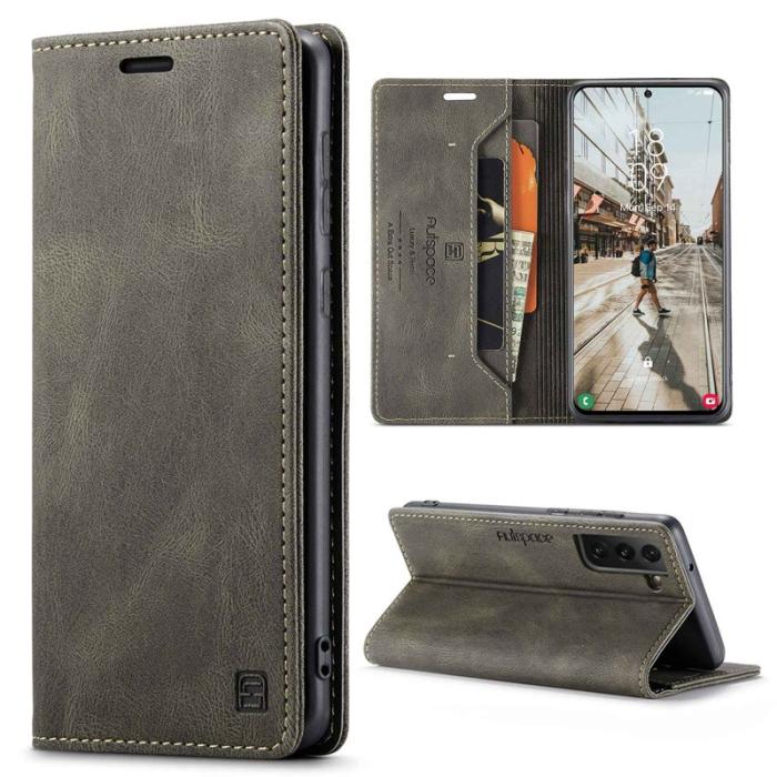 AUTSPACE - AUTSPACE A01 Fodral för Samsung Galaxy S21 FE 5G - PU Läder - Kaffe