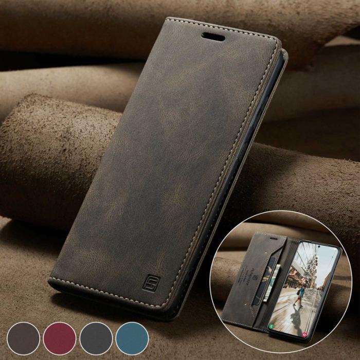 AUTSPACE - AUTSPACE A01 Fodral för Samsung Galaxy S21 FE 5G - PU Läder - Kaffe