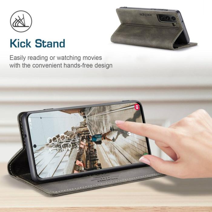 AUTSPACE - AUTSPACE A01 Fodral för Samsung Galaxy S21 FE 5G - PU Läder - Kaffe