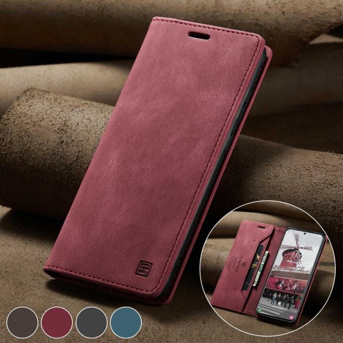 AUTSPACE - AUTSPACE A01 Fodral för Samsung Galaxy S21 FE 5G PU Läder - Röd