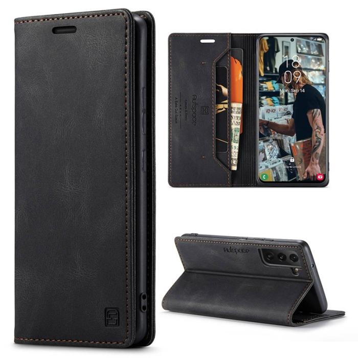 AUTSPACE - AUTSPACE A01 Fodral för Samsung Galaxy S22 5G PU Läder - Svart