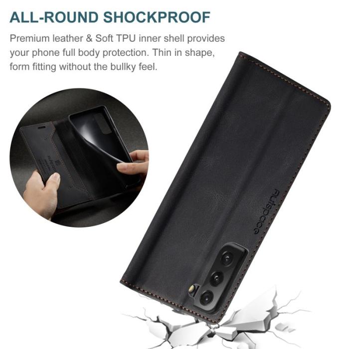 AUTSPACE - AUTSPACE A01 Fodral för Samsung Galaxy S22 5G PU Läder - Svart