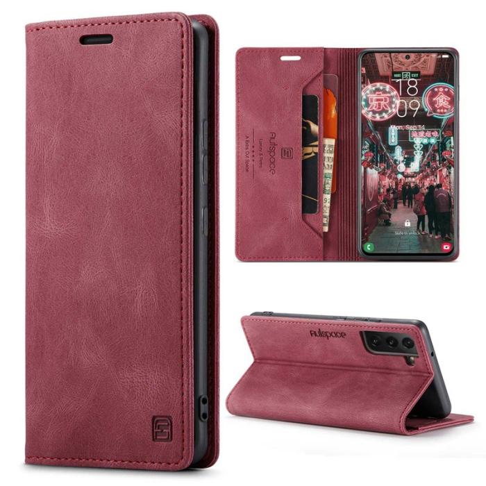 AUTSPACE - AUTSPACE A01 Fodral för Samsung Galaxy S22+ PU Läder - Röd