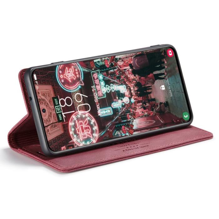 AUTSPACE - AUTSPACE A01 Fodral för Samsung Galaxy S22+ PU Läder - Röd