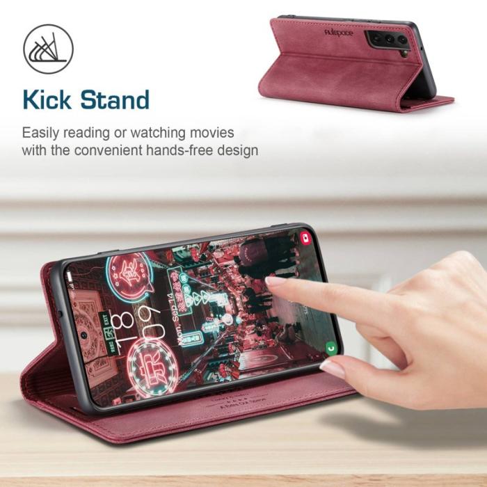 AUTSPACE - AUTSPACE A01 Fodral för Samsung Galaxy S22+ PU Läder - Röd