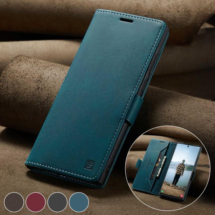 AUTSPACE - AUTSPACE A01 Fodral för Samsung Galaxy S22 Ultra PU Läder - Blå