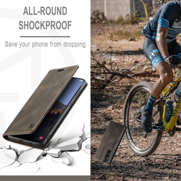 AUTSPACE - AUTSPACE A01 Fodral för Samsung Galaxy S23+ - Äkta läder - Kaffe