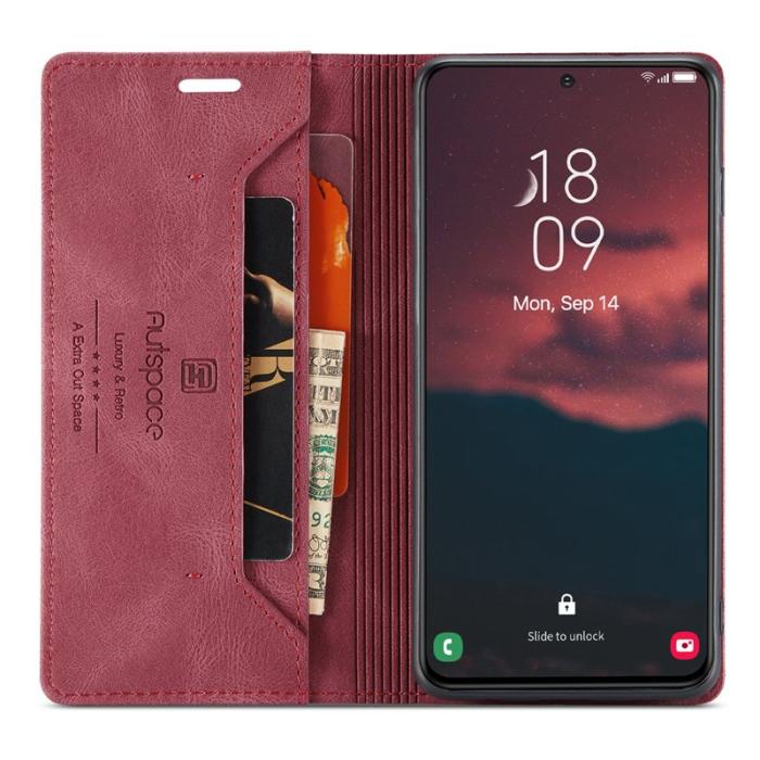 AUTSPACE - AUTSPACE A01 Fodral för Samsung Galaxy S23+ - PU Läder - Röd