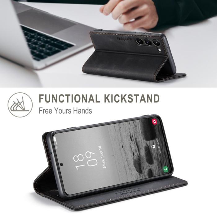 AUTSPACE - AUTSPACE A01 Fodral för Samsung Galaxy S23+ - PU Läder - Svart