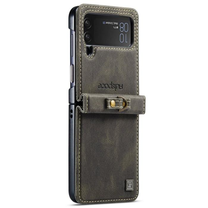 AUTSPACE - AUTSPACE A01 Fodral för Samsung Galaxy Z Flip4 5G - Äkta läder - Coffee