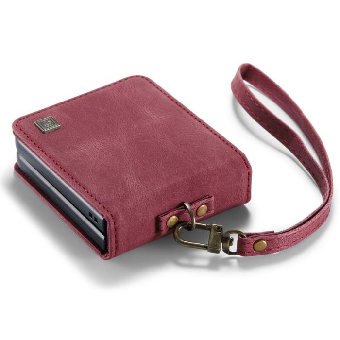 AUTSPACE - AUTSPACE A01 Fodral för Samsung Galaxy Z Flip4 5G PU Läder - Röd