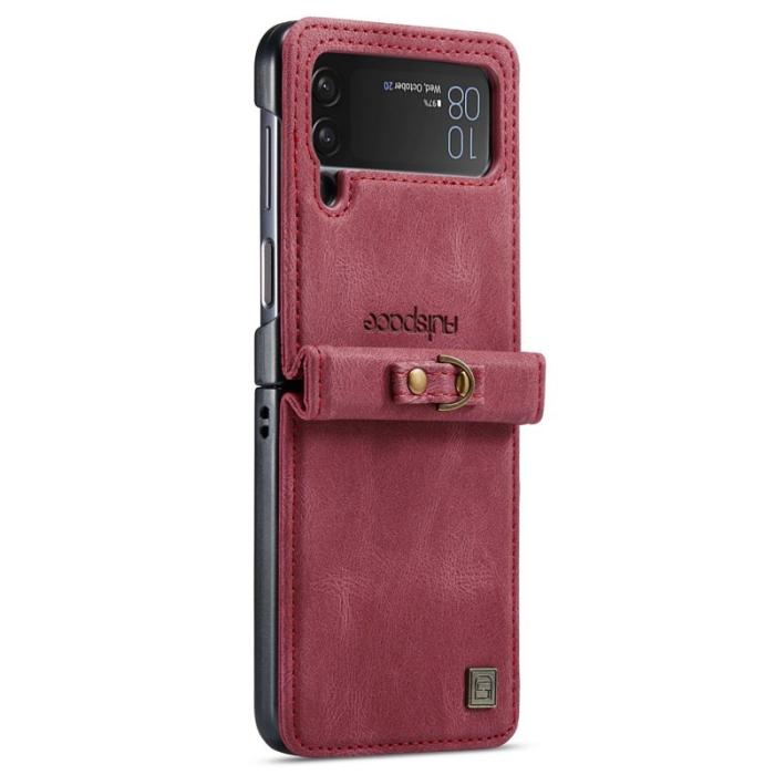 AUTSPACE - AUTSPACE A01 Fodral för Samsung Galaxy Z Flip4 5G PU Läder - Röd