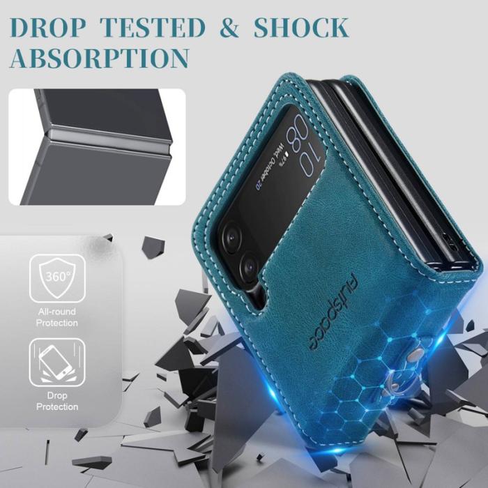 AUTSPACE - AUTSPACE A01 Fodral för Samsung Galaxy Z Flip4 PU Läder - Blå